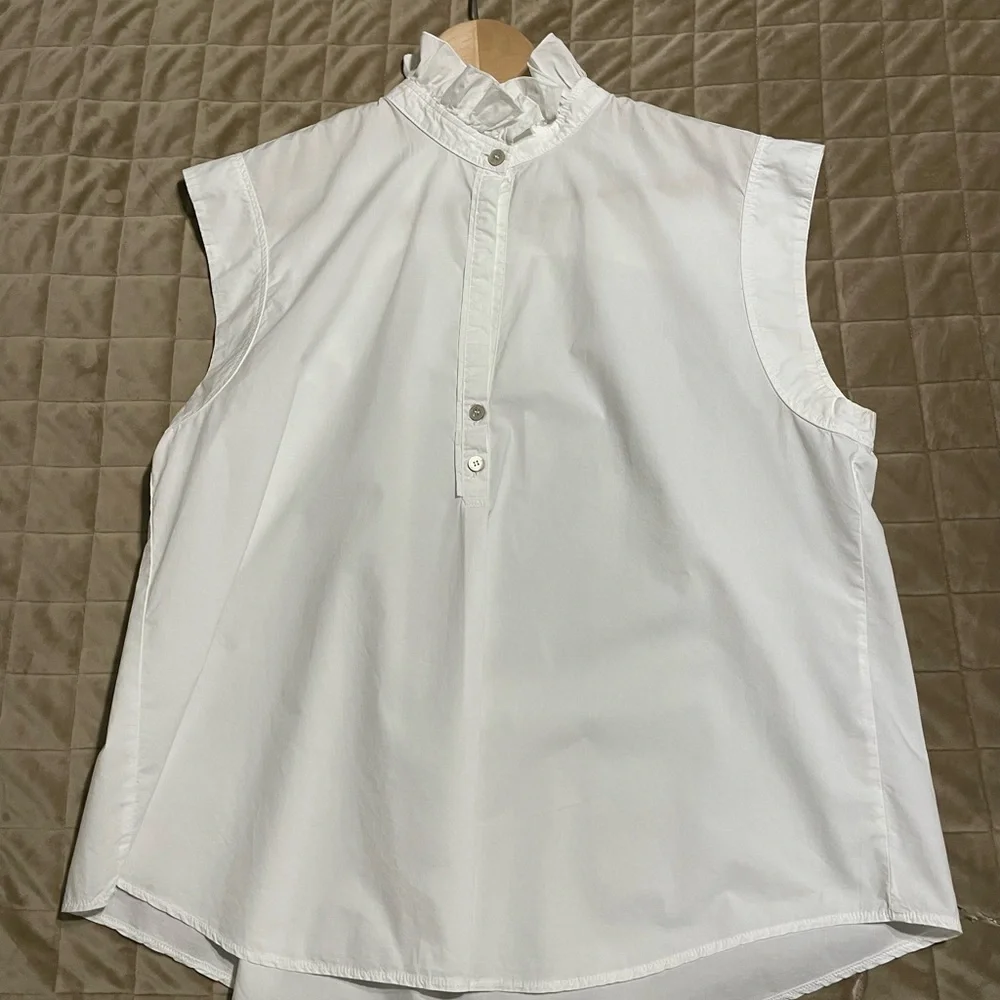 Forte Forte White Ruffle Neck Sleeveless Blouse - Picture 10 of 13